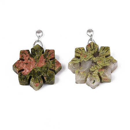 Natural Unakite Pendants G-T144-12G-1