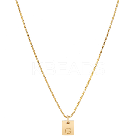 1Pc Stainless Steel Letter Rectangle Pendant Necklaces NJEW-LP0001-34G-G-1