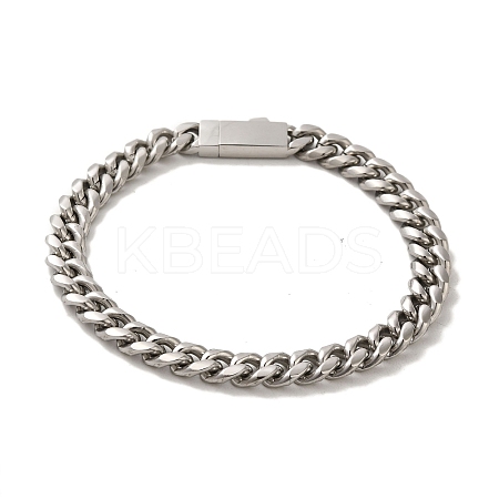 Non-Tarnish 304 Stainless Steel Cuban Link Chain Bracelets for Women Men BJEW-Q341-14A-P-1