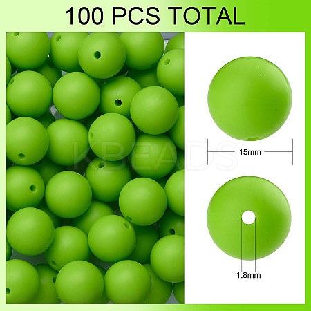 100Pcs Silicone Beads Round Rubber Bead 15MM Loose Spacer Beads for DIY Supplies Jewelry Keychain Making JX442A-1