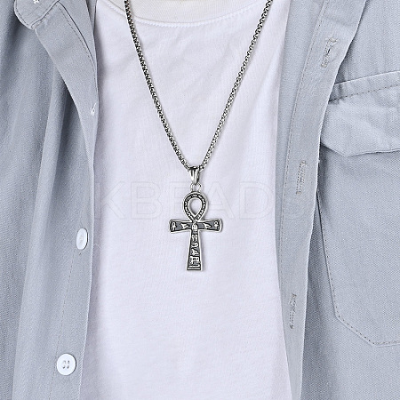 Egyptian Ankh Cross 304 Stainless Steel Pendant Necklaces FS-WGB3CB3-01-1