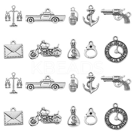 100Pcs 10 Styles Tibetan Style Alloy Pendants TIBEP-CJ0001-53-1