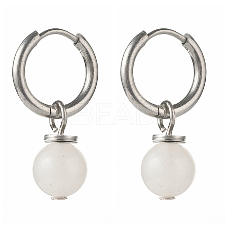 Natural White Jade Beads Earrings for Girl Women Gift EJEW-JE04607-03-1