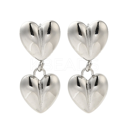 304 Stainless Steel Heart Stud Earrings for Women EJEW-U020-23P-1