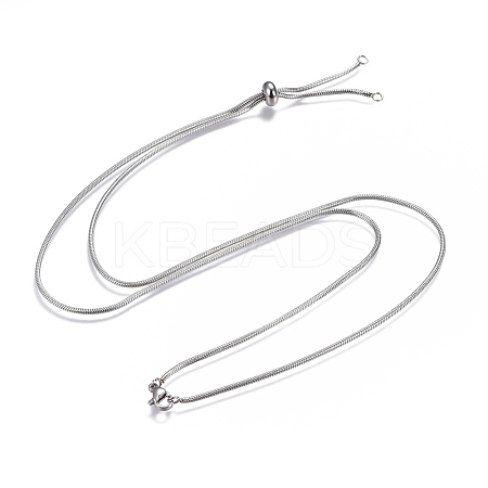 Adjustable 304 Stainless Steel Slider Necklaces NJEW-L156-004P-1