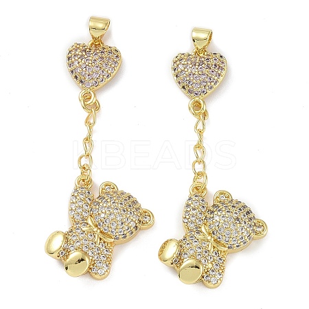 Rack Plating Brass Micro Pave Cubic Zirconia Pendants KK-K341-47G-1