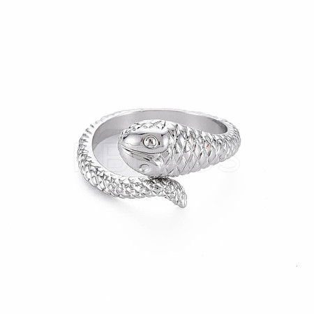 Snake Shape Rack Plating Alloy Cuff Rings RJEW-Q163-033B-RS-1