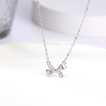 Non-Tarnish 304 Stainless Steel Bowknot Pendant Necklace for Women YR9131-2-1