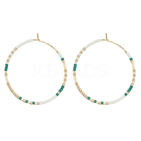Handmade Glass Seed Beads Hoop Earrings HQ0649-3-1