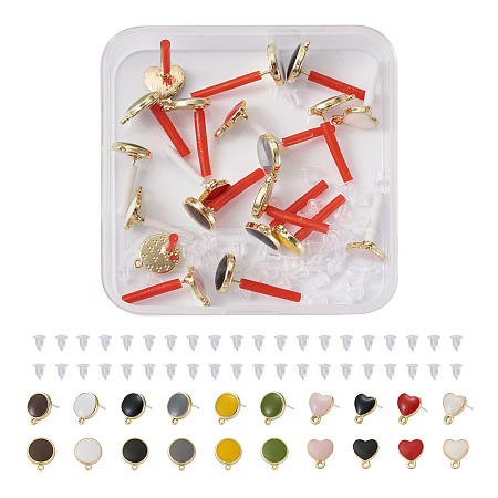 20Pcs 10 Style Alloy Enamel Stud Earring Findings FIND-EL0001-03-1
