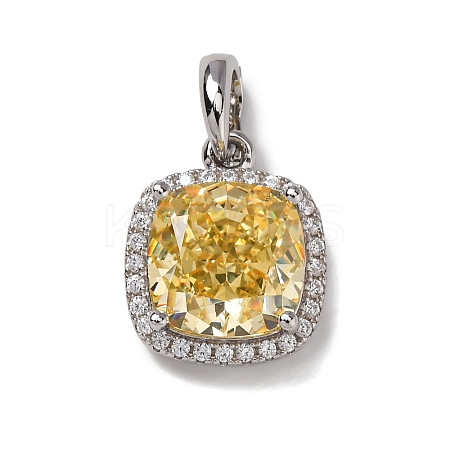 925 Sterling Silver Pave Yellow Cubic Zirconia Pendants STER-F063-01A-02-1