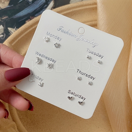 6 Pairs Anti-Tarnish Exquisite Alloy Stud Earrings Sets with Brass Pin for Girls Women WG93702-07-1