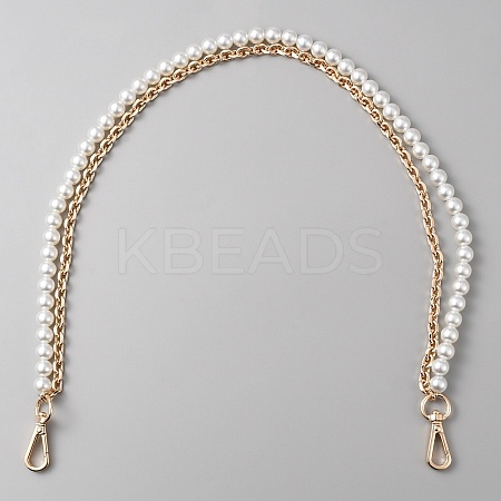 Plastic Imitation Pearl Beaded Double Strand Bag Handles DIY-WH0449-21B-G-1