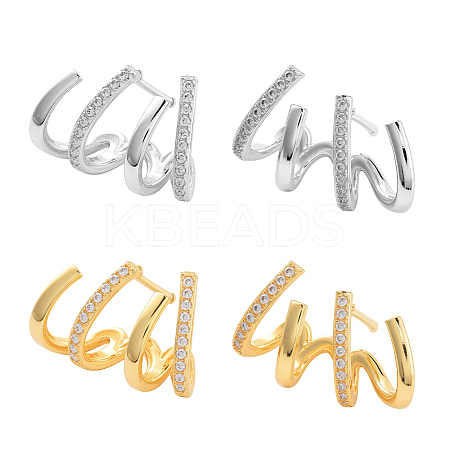 2Pairs 2 Colors Rack Plating Claw Brass Clip-on Earrings EJEW-GO0001-08-1