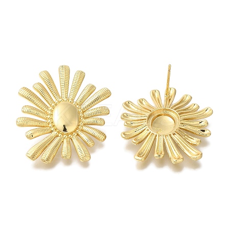 Rack Plating Flower Brass Stud Earrings EJEW-H016-32G-1