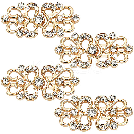 4Pcs Flower Alloy Crystal Rhinestone Adjustable Jean Button Pins FIND-CY0002-27G-1