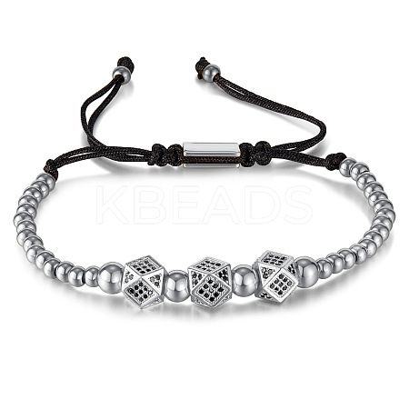 Stainless Steel Round Ball Braided Beaded Bracelets DD1308-2-1