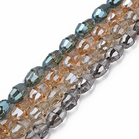 Electroplate Transparent Glass Beads Strands EGLA-N002-35-1