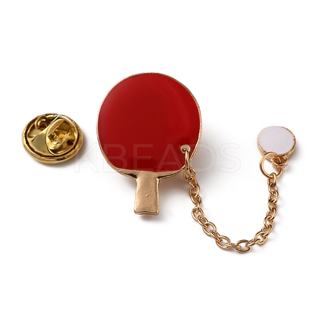 Table Tennis with Chain Dangle Enamel Pin JEWB-TAC0006-33-1
