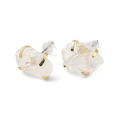 Raw Rough Natural Quartz Crystal Stud Earrings EJEW-R148-01LG-05-1