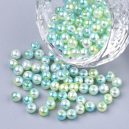 Rainbow ABS Plastic Imitation Pearl Beads OACR-Q174-5mm-03-1