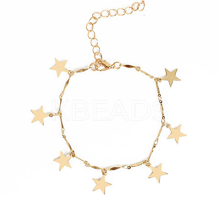 Alloy Charm Bar Link Chain Anklets for Women FS-WG66C6C-02-1