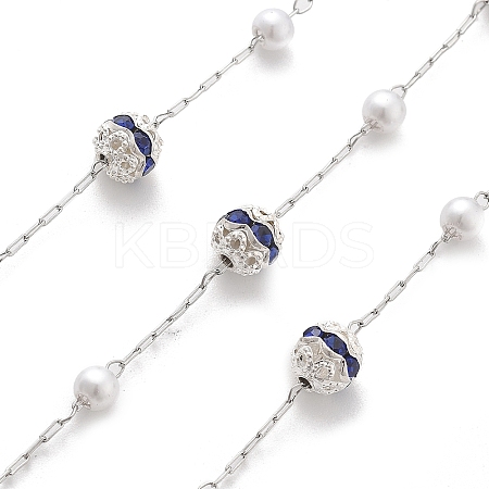 Handmade ABS Imitation Pearl & Rhinestone Round Chains CHS-L028-03P-04-1