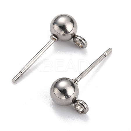 304 Stainless Steel Ball Post Stud Earring Findings STAS-Z035-01P-H-1