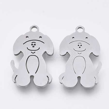 Tarnish Resistant 201 Stainless Steel Puppy Pendants STAS-S110-006P-1