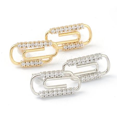Brass Micro Pave Clear Cubic Zirconia Stud Earrings EJEW-L234-042-1