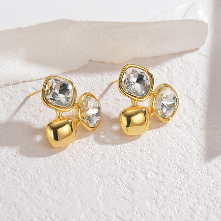 304 Stainless Steel Micro Pave Clear Cubic Zirconia Stud Earrings EJEW-V014-02G-1