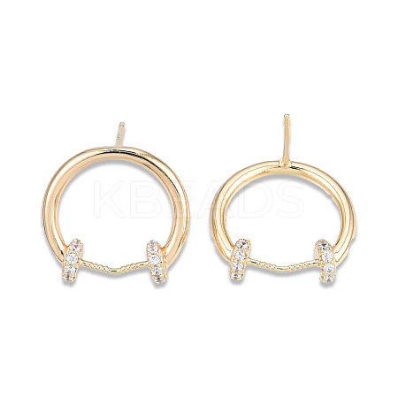 Ring Brass Clear Cubic Zirconia Stud Earrings for Women EJEW-N012-53-1