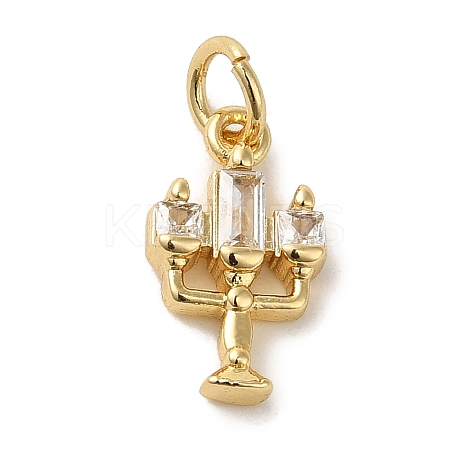 Brass Micro Pave Clear Cubic Zirconia Pendants KK-R162-023G-1