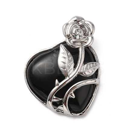 Natural Obsidian Pendants G-B042-01P-01-1