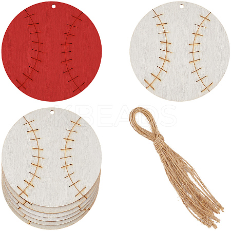 Sport Ball Theme Unfinished Wooden Painting Hanging Ornaments WOOD-WH20001-12D-1