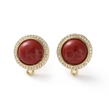 Brass Micro Pave Cubic Zirconia Stud Earrings Findings KK-R215-08G-01-1