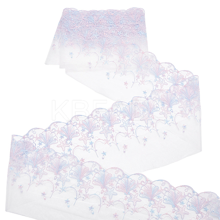 5 Yards Polyester Embroidery Shell Lace Ribbon OCOR-BC0006-66B-1