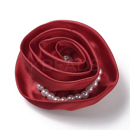 Flower Cloth with Plastic Pearl Brooch Pin LS-JEWB-K013-01P-02-1