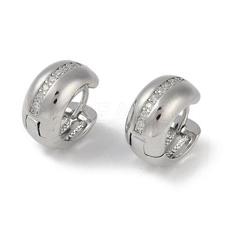 Clear Cubic Zirconia Huggie Hoop Earrings EJEW-L292-011P-1