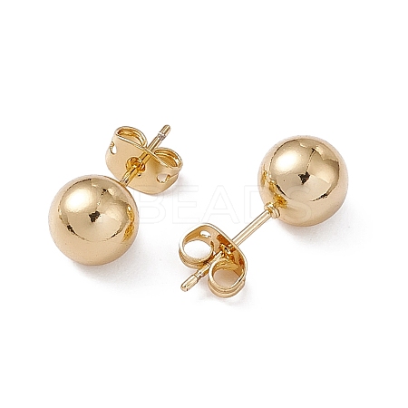 Rack Plating Brass Round Ball Stud Earrings for Women EJEW-F294-08D-G-1