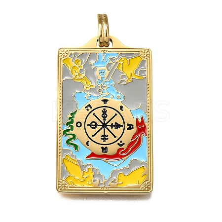 Tarot 304 Stainless Steel Enamel Pendants STAS-M119-07I-G-1