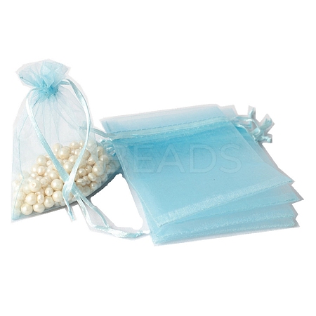 100Pcs Rectangle Organza DIY Craft Drawstring Bags PW-WG69155-35-1