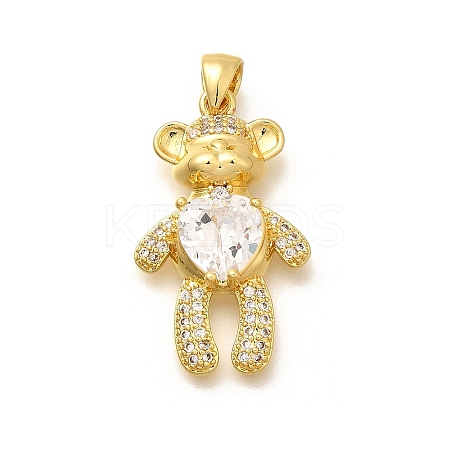 Rack Plating Brass Micro Pave Cubic Zirconia Pendants KK-L226-006G-07-1