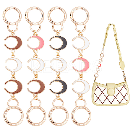4Pcs 4 Colors Crescent Moon Alloy Enamel Link Purse Strap Extenders FIND-WR0009-39-1
