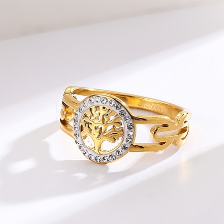 Stainless steel Rhinestone Hollow Ring PW-WG52D5D-03-1