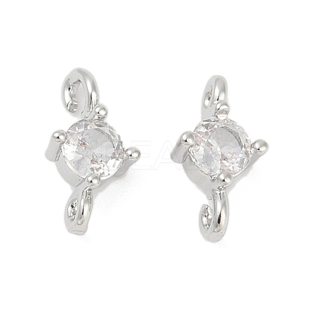 Brass Clear Cubic Zirconia Connector Charms LS-KK-Z094-10P-1