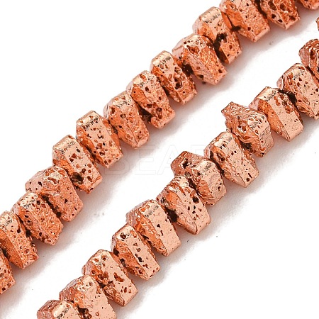 Electroplated Natural Lava Rock Beads Strands G-I360-H02-03-1