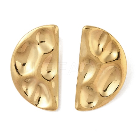 304 Stainless Steel Half Round Stud Earrings for Women LS-EJEW-S001-11-1