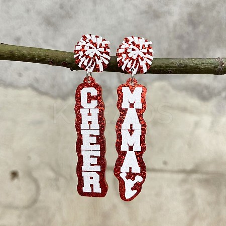 Mother's Day Printed Acrylic Dangle Stud Earrings WG5B122-03-1