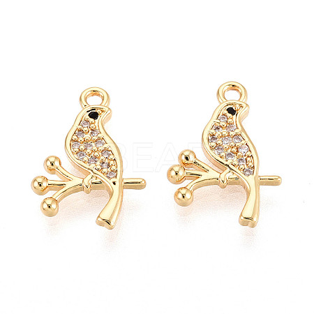 Brass Micro Pave Clear Cubic Zirconia Pendants KK-T077-52G-1